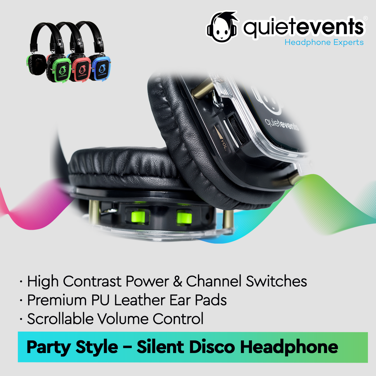 Pulse Party (3CH) - Silent Disco Headphone