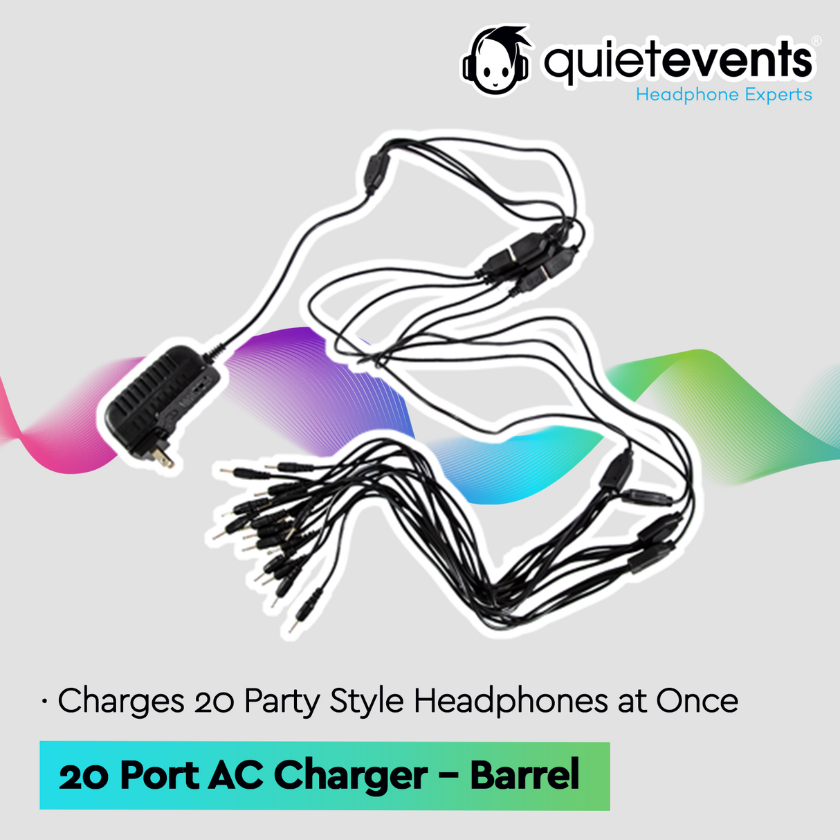 AC Wall Power Adapter to Barrel - 20 Headphone Charging Set (P)(M)