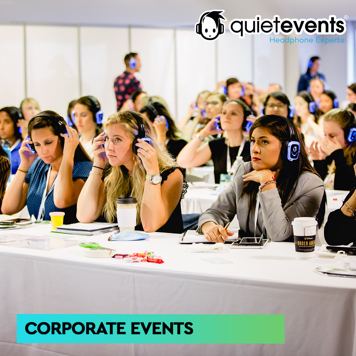 Conference & Meetings Bundle - 100 Headphones + 5 Transmitters Silent Disco Bundle (Ultra1 900 10CH)