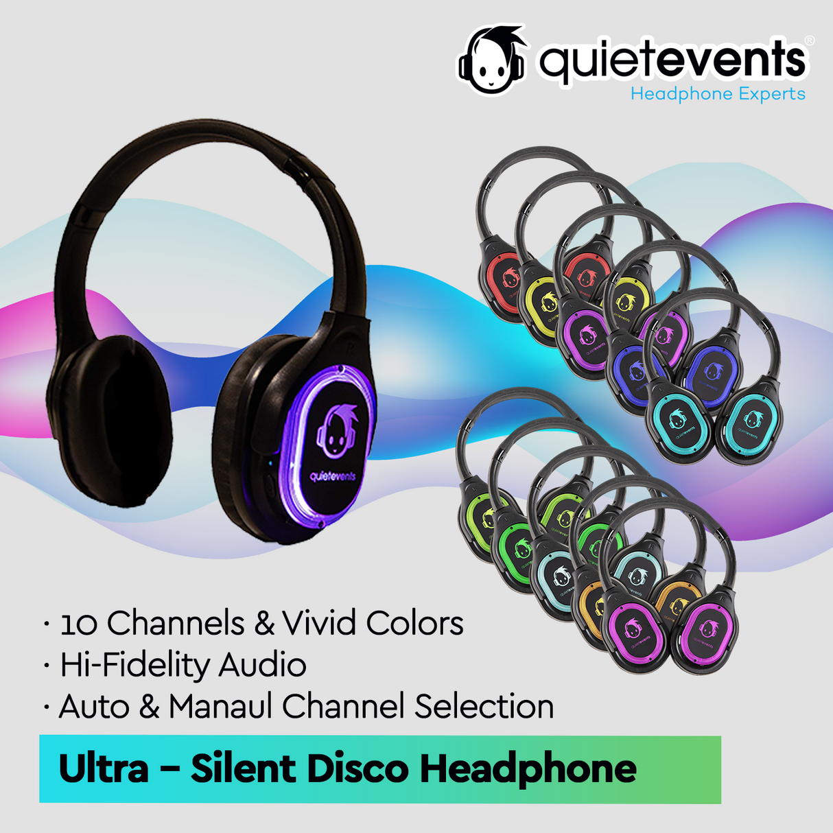 Conference & Meetings Bundle - 100 Headphones + 5 Transmitters Silent Disco Bundle (Ultra1 900 10CH)