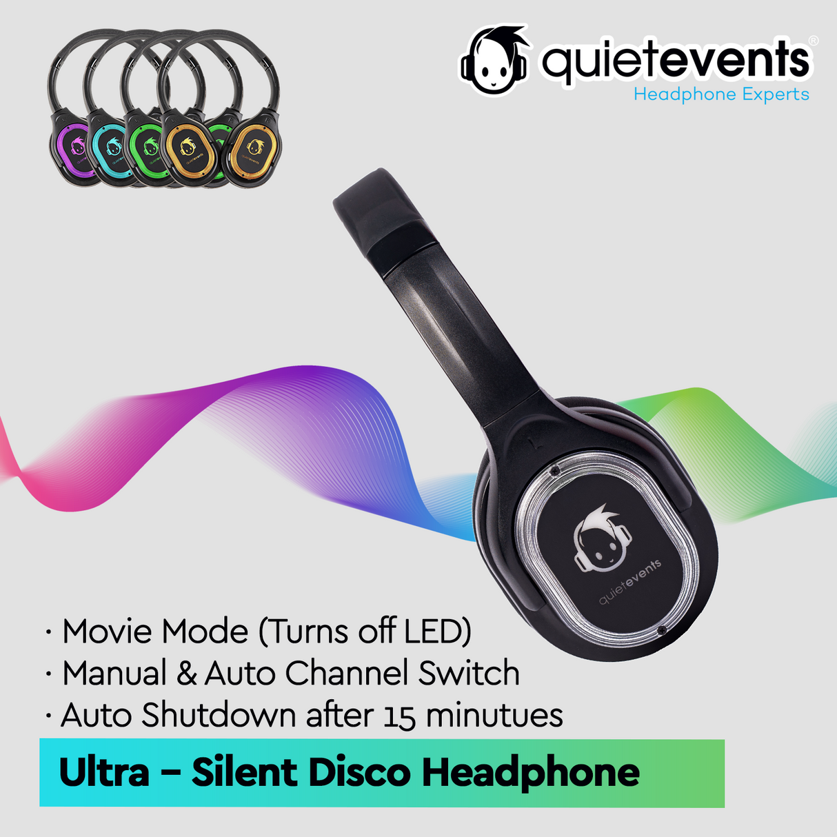 Conference & Meetings Bundle - 100 Headphones + 5 Transmitters Silent Disco Bundle (Ultra1 900 10CH)