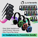 Pulse Party Bundle - 20 Headphones + 3 Transmitters Silent Disco Bundle (Pulse Party 3CH)