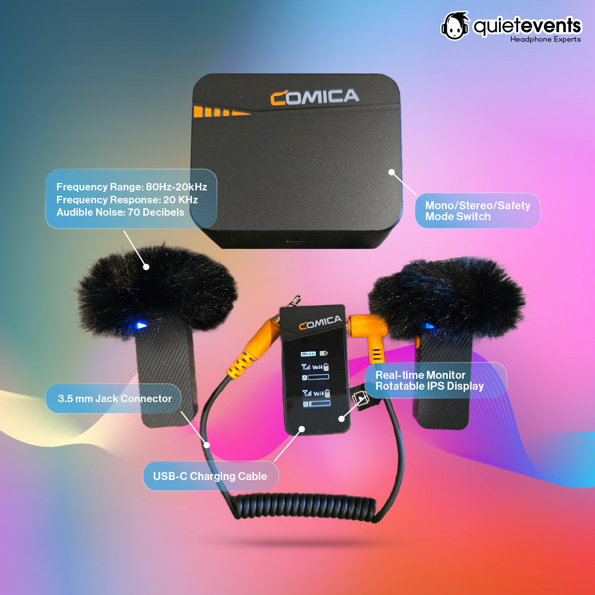 Wireless Dual Lapel Microphone with Charging Case (8 Hour Battery)